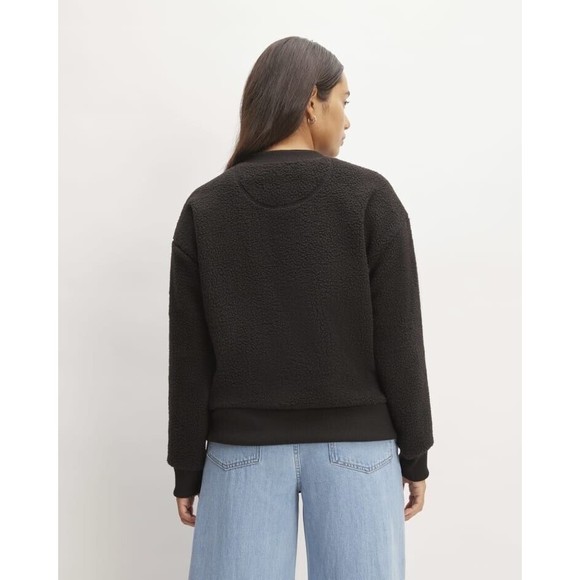 NWT Everlane Black Renew Fleece Oversized Crew Sweater Size Medium - Picture 3 of 13